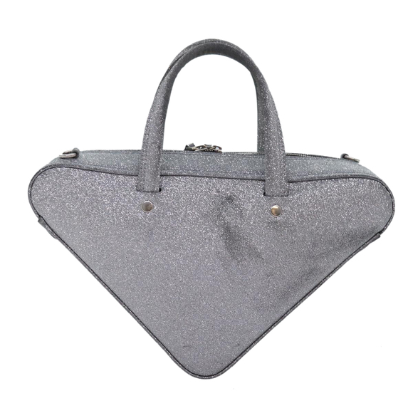 BALENCIAGA Triangle Duffle XS Hand Bag Leather 2way Silver 531048 Auth 74610 - Picture 2 of 16